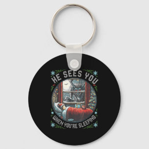 Krampus He Sees You When You're Sleeng Horror Chri Key Ring