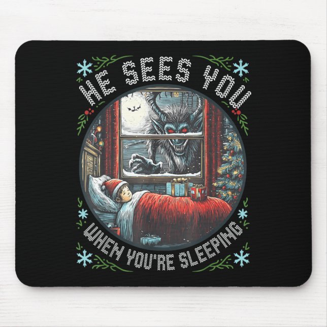Krampus He Sees You When You're Sleeng Horror Chri Mouse Pad (Front)