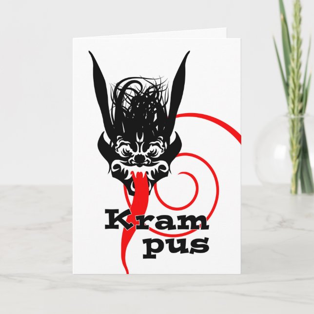 Krampus is Coming, Krampusnacht Beast With Tongue Holiday Card (Front)