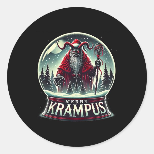 Krampus Is Coming To Town Horror Merry Krampus Chr Classic Round Sticker (Front)