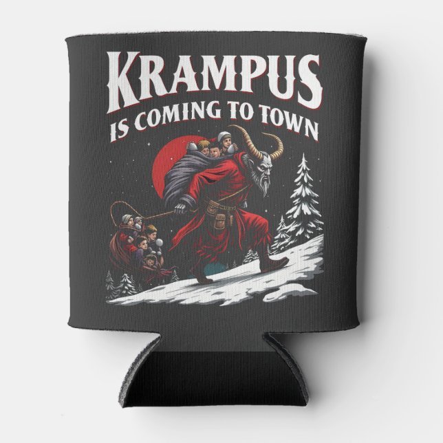 Krampus is Coming to Town Krampus Christmas  Can Cooler (Front)