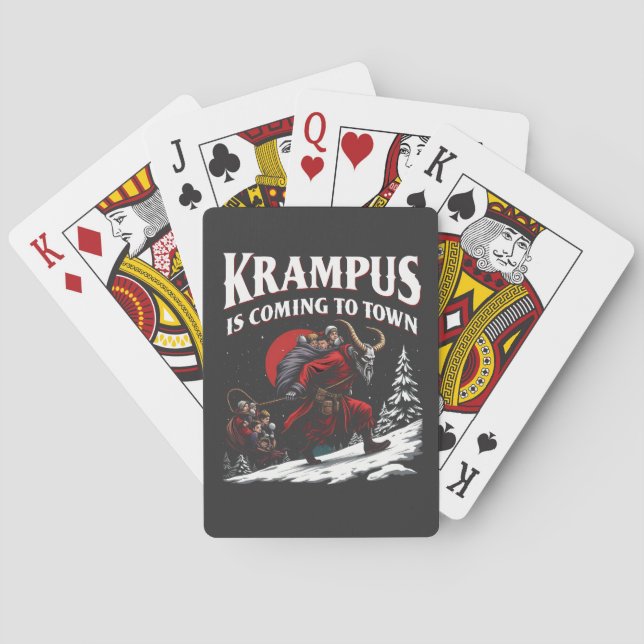 Krampus is Coming to Town Krampus Christmas  Playing Cards (Back)