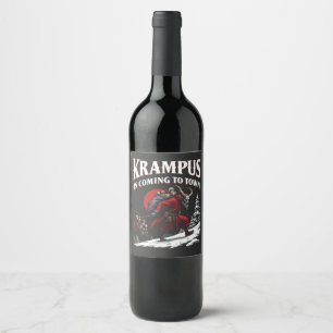 Krampus is Coming to Town Krampus Christmas Wine Label