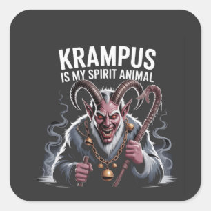 Krampus Is My Spirit Animal Christmas Funny Square Sticker