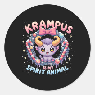 Krampus Is My Spirit Animal Sweetly Spooky Festivi Classic Round Sticker