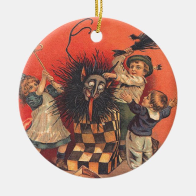 Krampus Jack-In-A-Box Ceramic Ornament (Front)