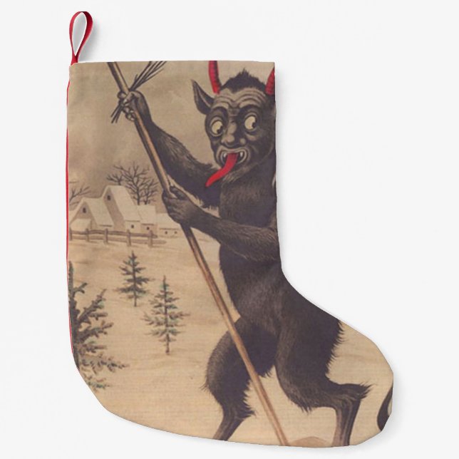 Krampus Kidnap People Ski Switch Winter Small Christmas Stocking (Front)