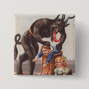 Krampus Kidnapping Children 15 Cm Square Badge