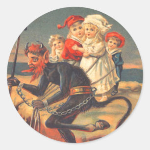 Krampus Kidnapping Children Classic Round Sticker