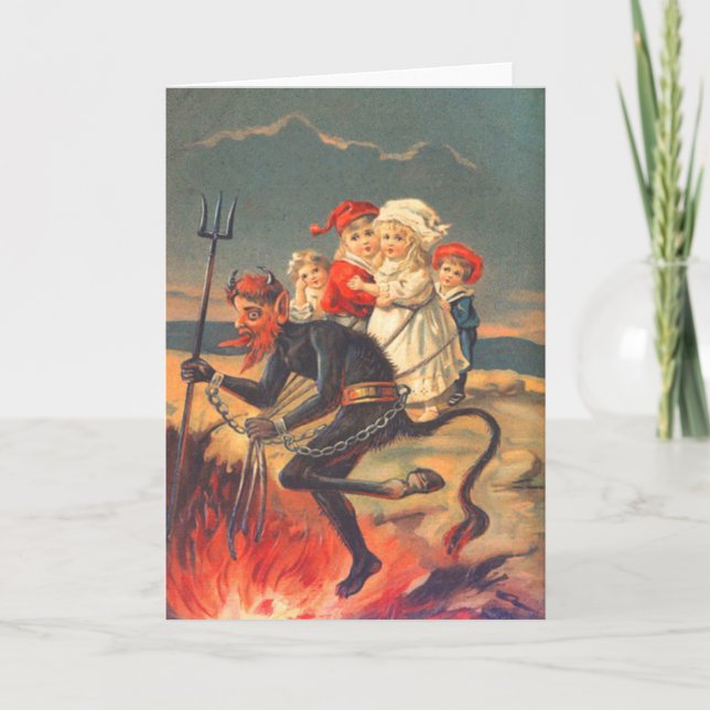 Krampus Kidnapping Children Holiday Card (Front)