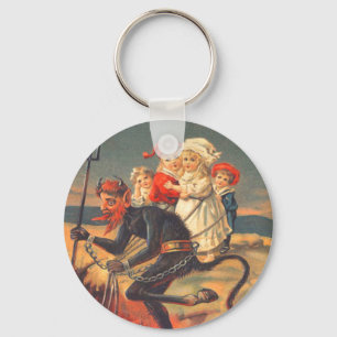 Krampus Kidnapping Children Key Ring