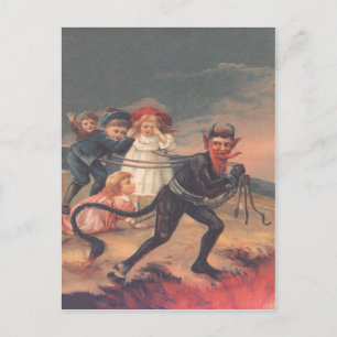 Krampus Kidnapping Children Postcard