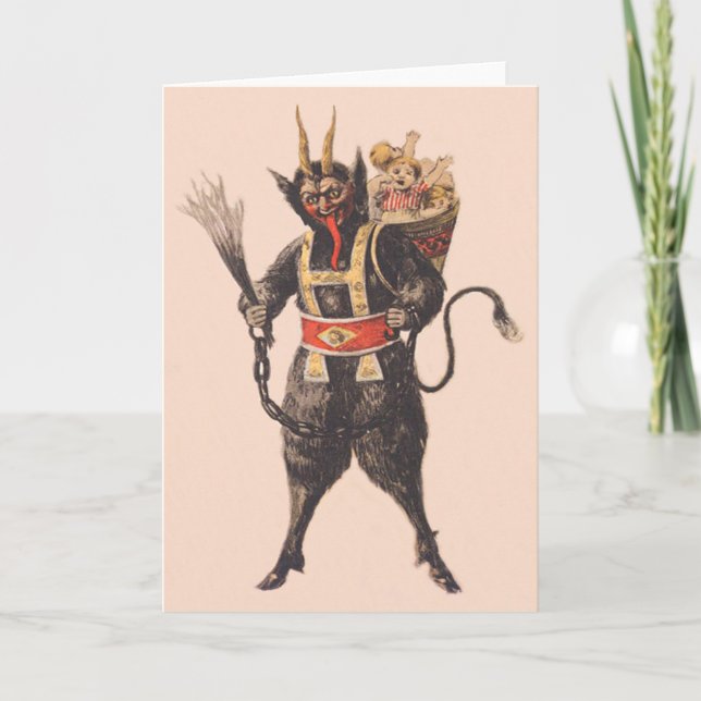 Krampus Kidnapping Children Switch Holiday Card (Front)