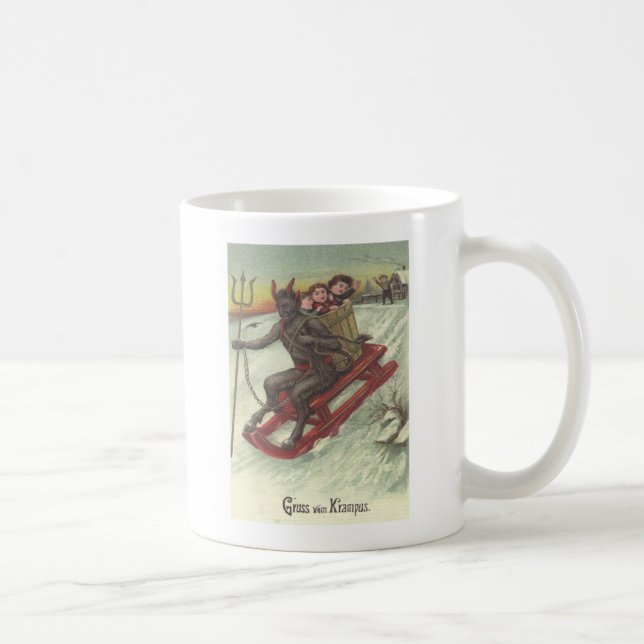 Krampus Kidnapping Kids On Sleigh Coffee Mug (Right)