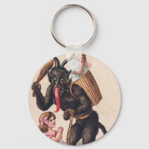 Krampus Kidnaps Girls Vintage Holiday Christmas Key Ring