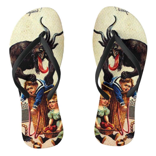 Krampus Kids Basket Holiday Christmas Flip Flops (Footbed)