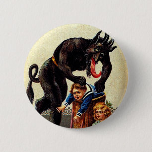 Krampus Kids in Basket Christmas Holiday Xmas 6 Cm Round Badge