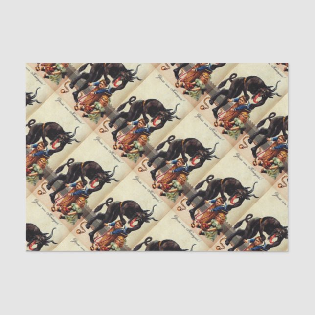 Krampus Kids in Basket Christmas Holiday Xmas Tissue Paper (Front)