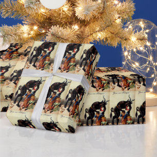 Krampus Kids in Basket Holiday Christmas Gift Wrap
