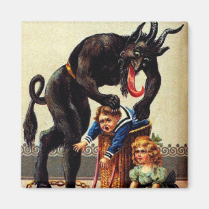 Krampus Kids in Basket Holiday Christmas Magnet