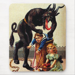Krampus Kids in Basket Holiday Christmas Mousepad