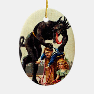 Krampus Kids in Basket Holiday Christmas Ornament
