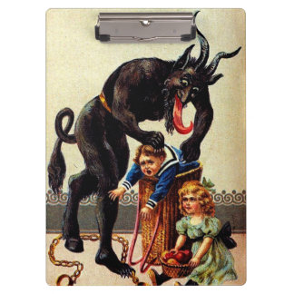 Krampus Kids in Basket Vintage Holiday Christmas Clipboard
