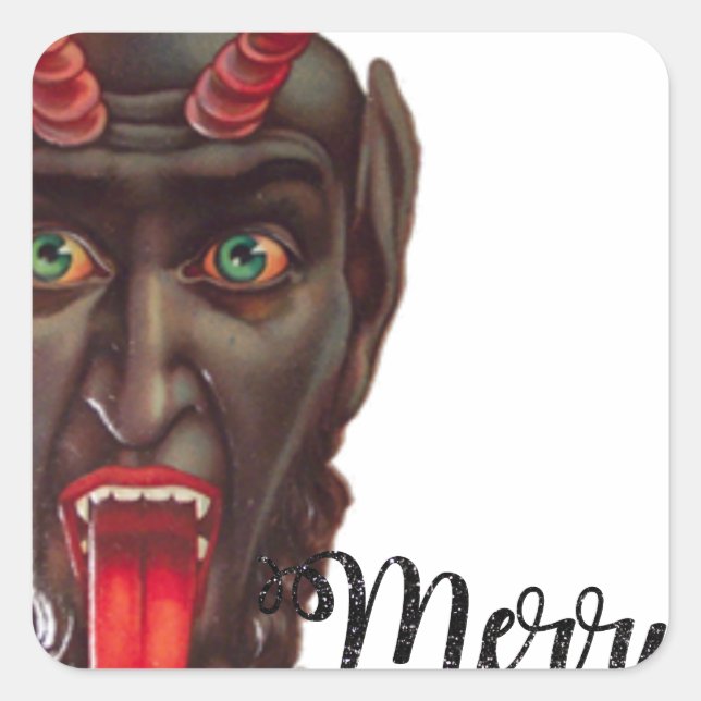 krampus merry christmas square sticker (Front)
