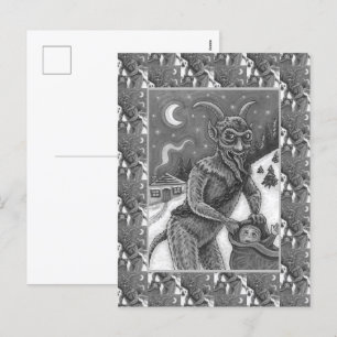 KRAMPUS & NAUGHTY CHILDREN, SCARY CHRISTMAS STORY HOLIDAY POSTCARD