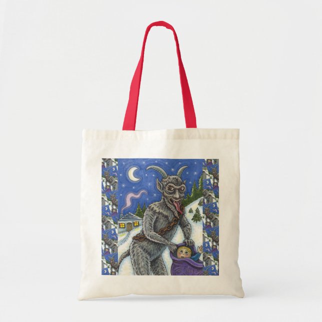 KRAMPUS & NAUGHTY CHILDREN, SCARY CHRISTMAS STORY TOTE BAG (Front)