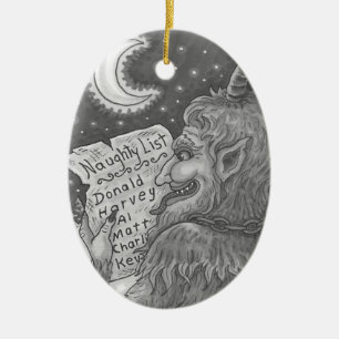 KRAMPUS NAUGHTY LIST, CHRISTMAS GOTH ORNAMENT Oval