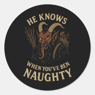 Krampus Naughty List Christmas Horror Classic Round Sticker