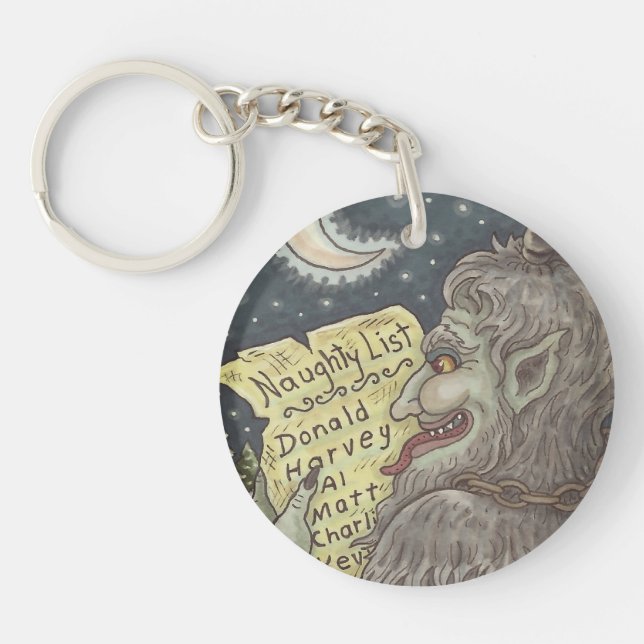 KRAMPUS NAUGHTY LIST CHRISTMAS KEYCHAIN Round (Front)