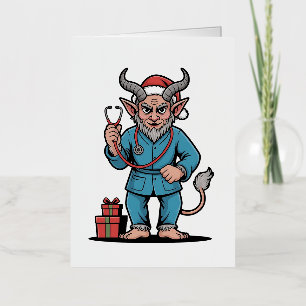 Krampus Nurse Christmas Evil Xmas  Foil Holiday Card