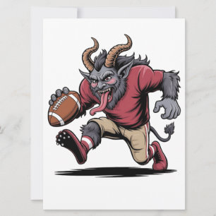 Krampus Playing Football Christmas Fitness Xmas Holiday Card