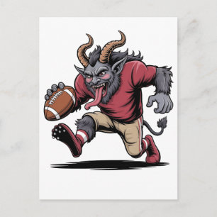 Krampus Playing Football Christmas Fitness Xmas Holiday Postcard