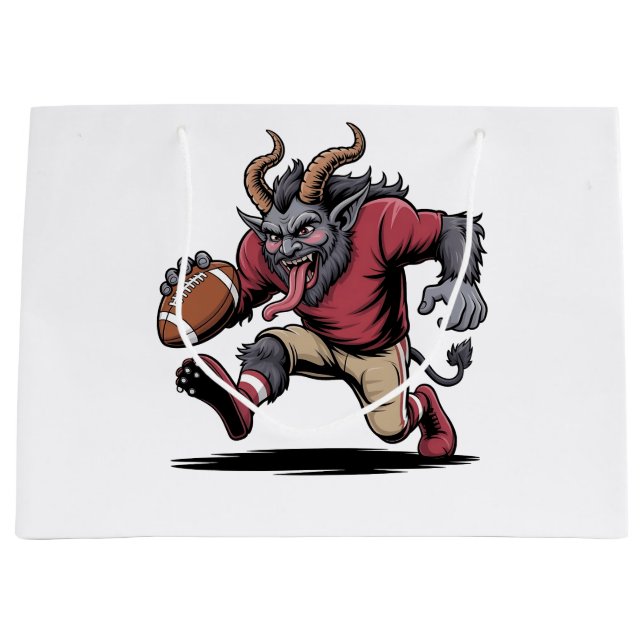 Krampus Playing Football Christmas Fitness Xmas  Large Gift Bag (Front)