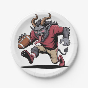Krampus Playing Football Christmas Fitness Xmas  Paper Plate