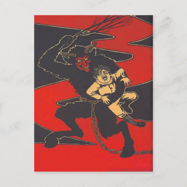 Krampus Punishing Child With Switch Postcard (Front)