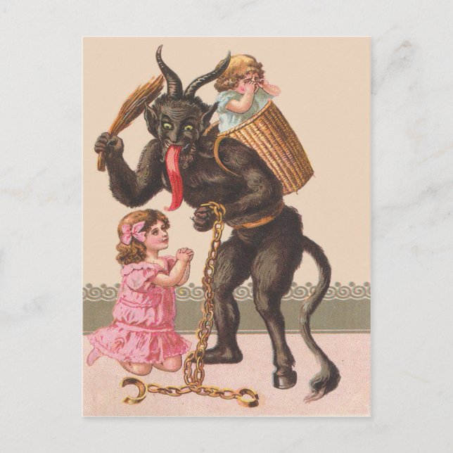 Krampus Punishing Children Switch Chain Postcard (Front)