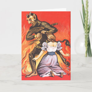 Krampus Punishing Woman Holiday Card