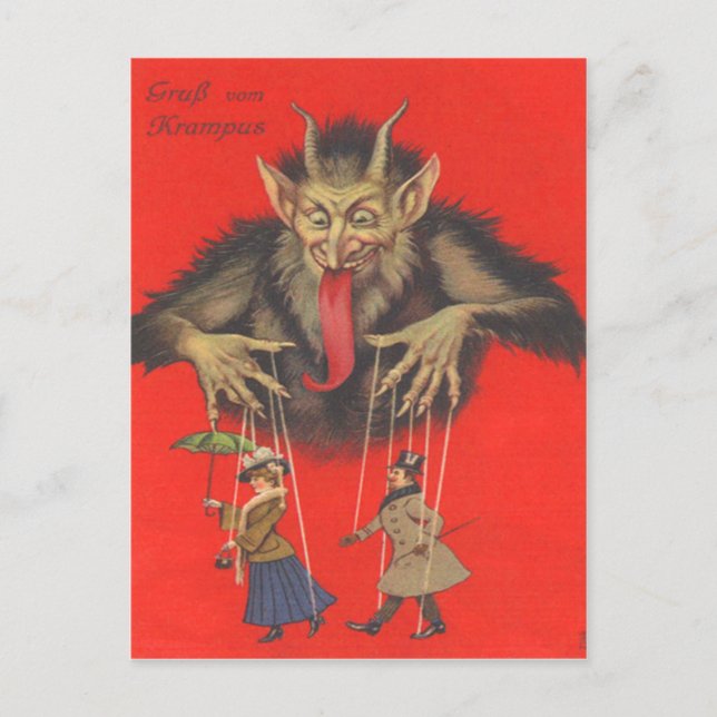 Krampus Puppeteering Adults Postcard (Front)