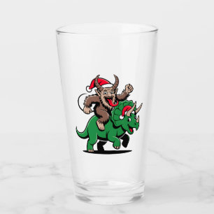 Krampus Riding A Dinosaur Santa Christmas Evil Glass