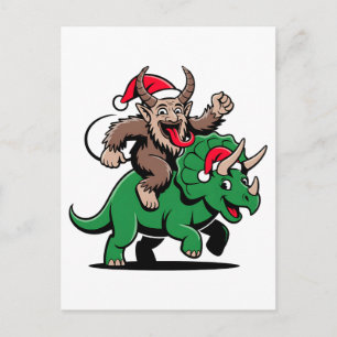 Krampus Riding A Dinosaur Santa Christmas Evil Holiday Postcard