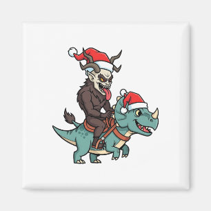Krampus Riding A Dinosaur Santa Christmas Evil Magnet