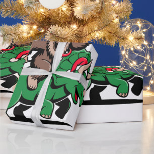 Krampus Riding A Dinosaur Santa Christmas Evil Wrapping Paper