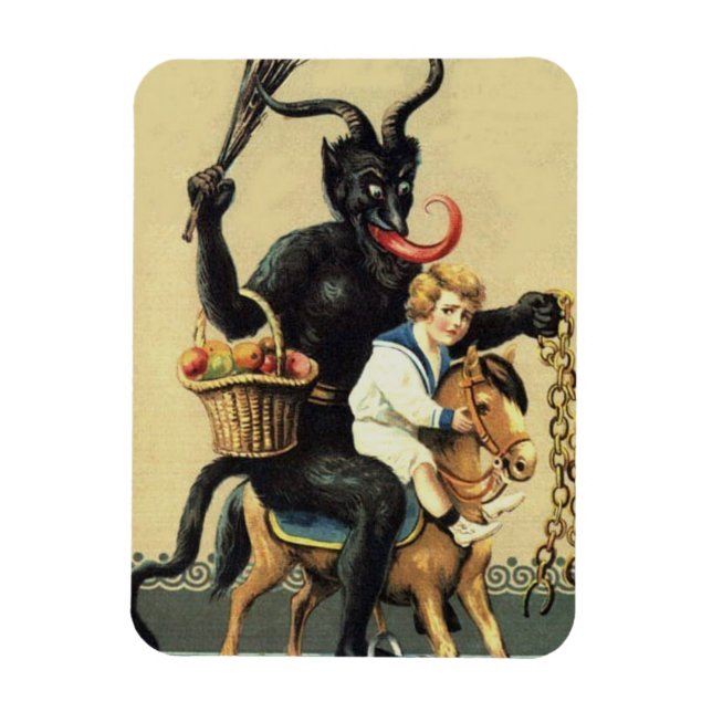 Krampus Rocking Horse Demon Holiday Christmas Xmas Magnet (Vertical)