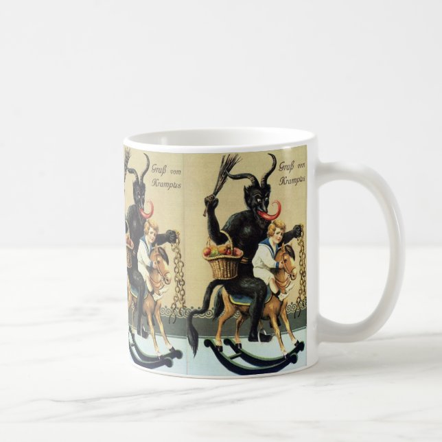 Krampus Rocking Horse Holiday Christmas Xmas Coffee Mug (Right)