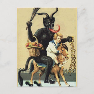 Krampus Rocking Horse Holiday Christmas Xmas Postcard