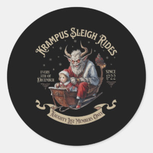 Krampus Sleigh Rides  Classic Round Sticker